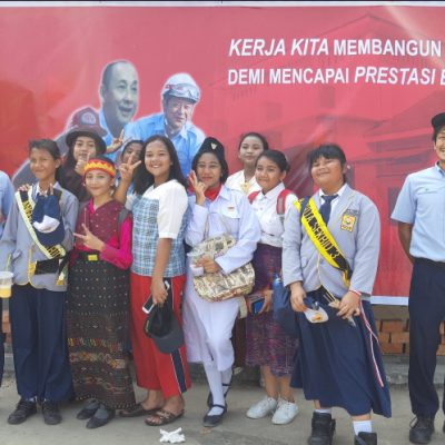 YP Tel Raising Flag Ceremony of Indonesian Independent day - BOD with students